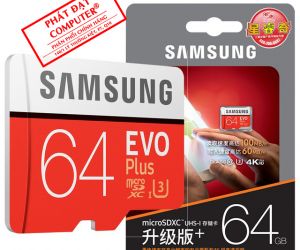 Thẻ nhớ MicroSD 64G SAMSUNG  EVO Plus Box Class10