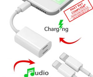 Cáp iPhone 7 Adapter & Splitter, T-core Dual Lightning Headphone Audio &  Charge Adapter for iPhone 7 / 7 Plus/8/X (White)