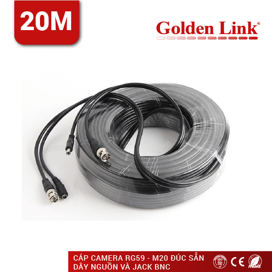 Cable Camera GOLDEN LINK BNC RG59+2C 20m - P/N RG59-M20