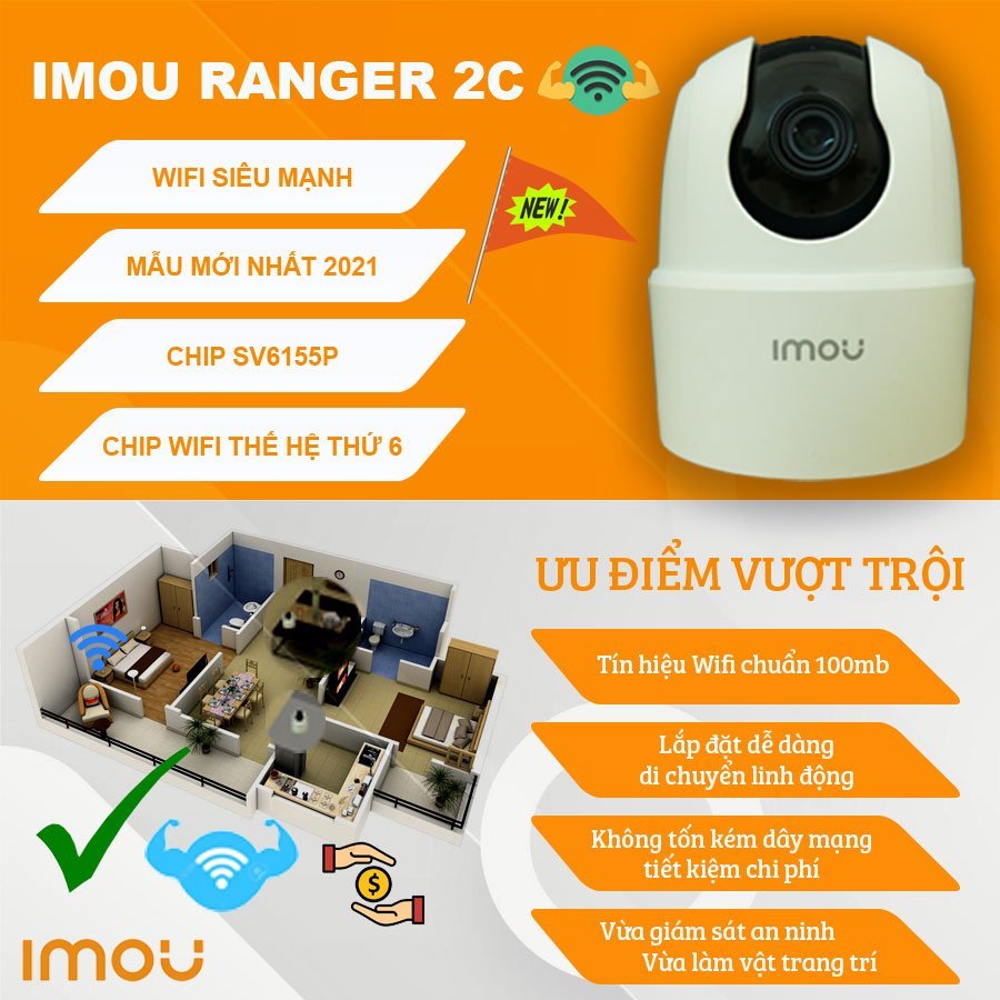 Camera IP Wifi IMOU Ranger 2C-D IPC-TA22CP-D 2MP Robo