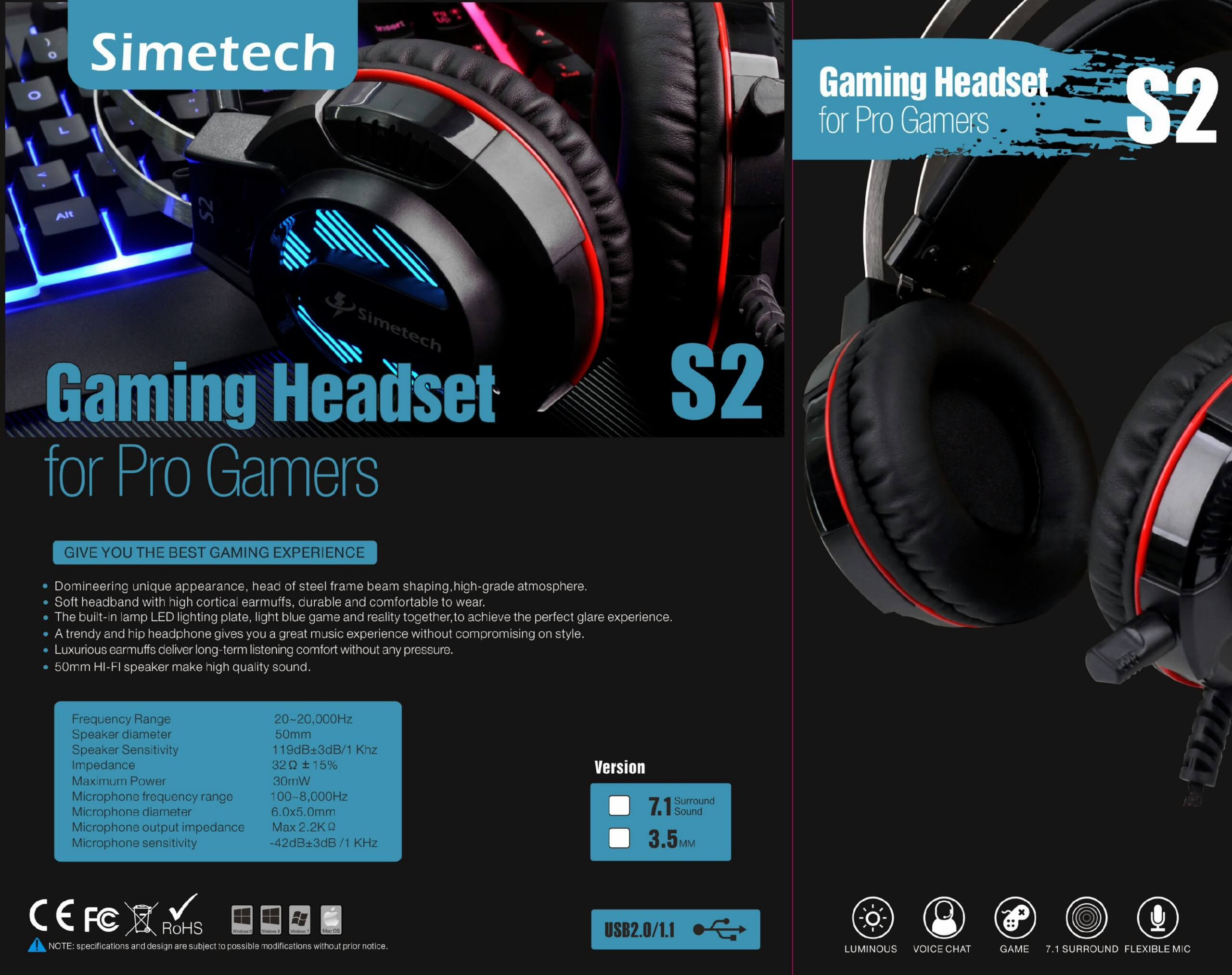 Headphone Gaming S2 Led