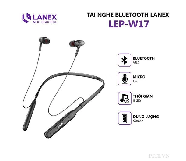 Tai nghe Bluetooth LANEX LEP-W17 Black Chính hãng