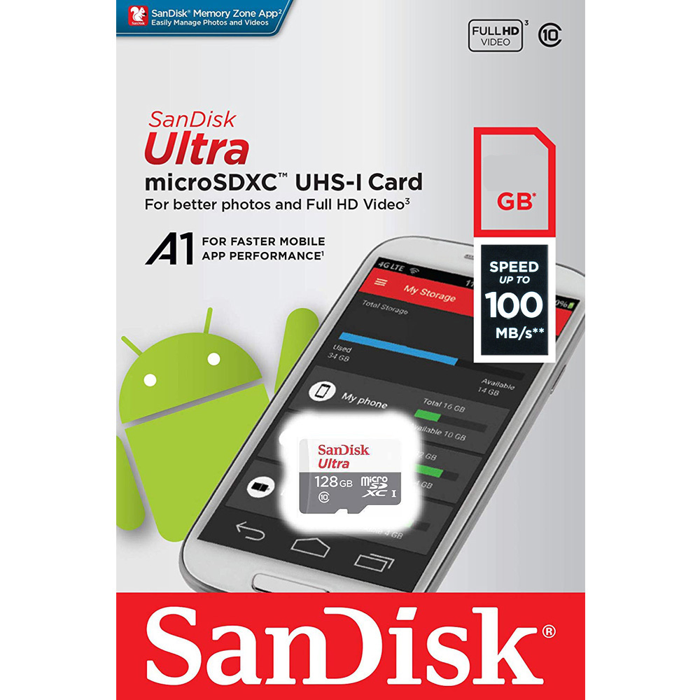 Thẻ nhớ MicroSD 128G SANDISK ULTRA Box Class10 100MB/s