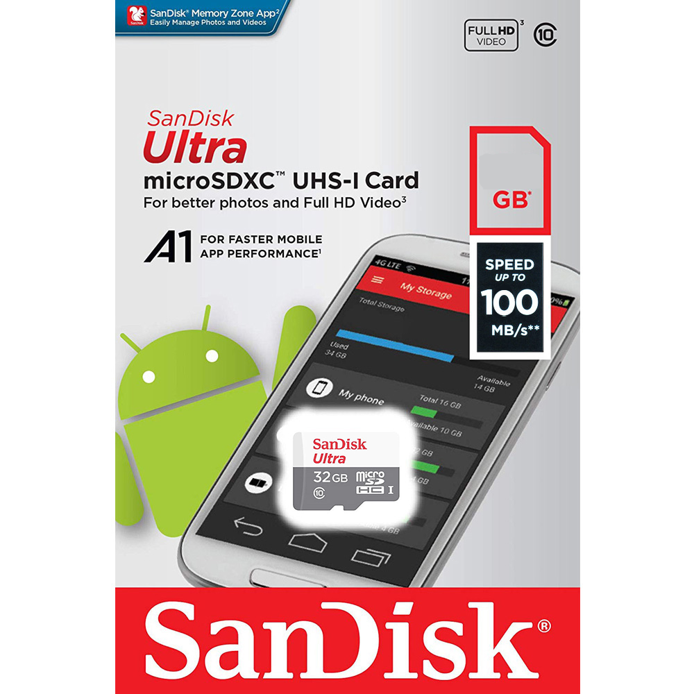 Thẻ nhớ MicroSD 32G SANDISK ULTRA Box Class10 100MB/s