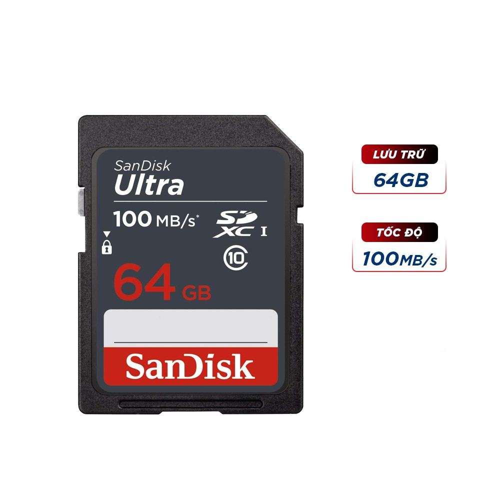 Thẻ nhớ SD 64G SANDISK Box Class10 100MB/s