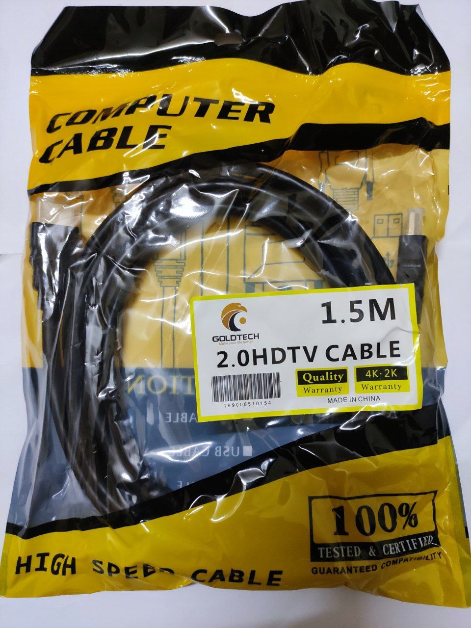 Cable HDMI 1.5m GOLDTECH 2K 4K