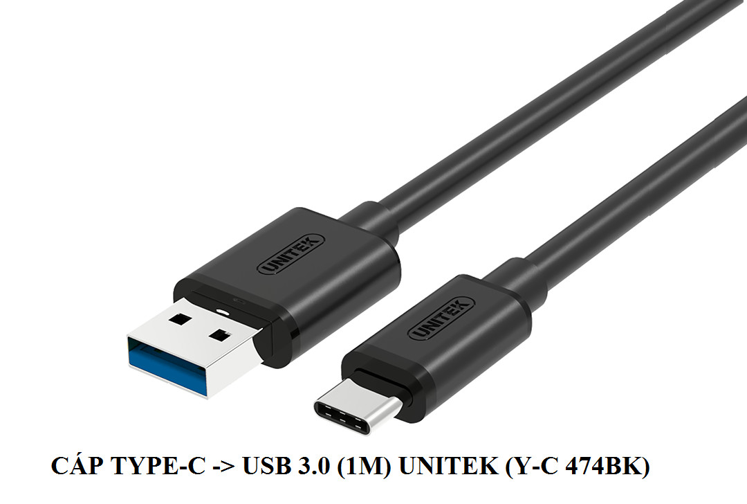 Cable Type-C to USB 3.0 1m UNITEK YC 474BK Chính hãng
