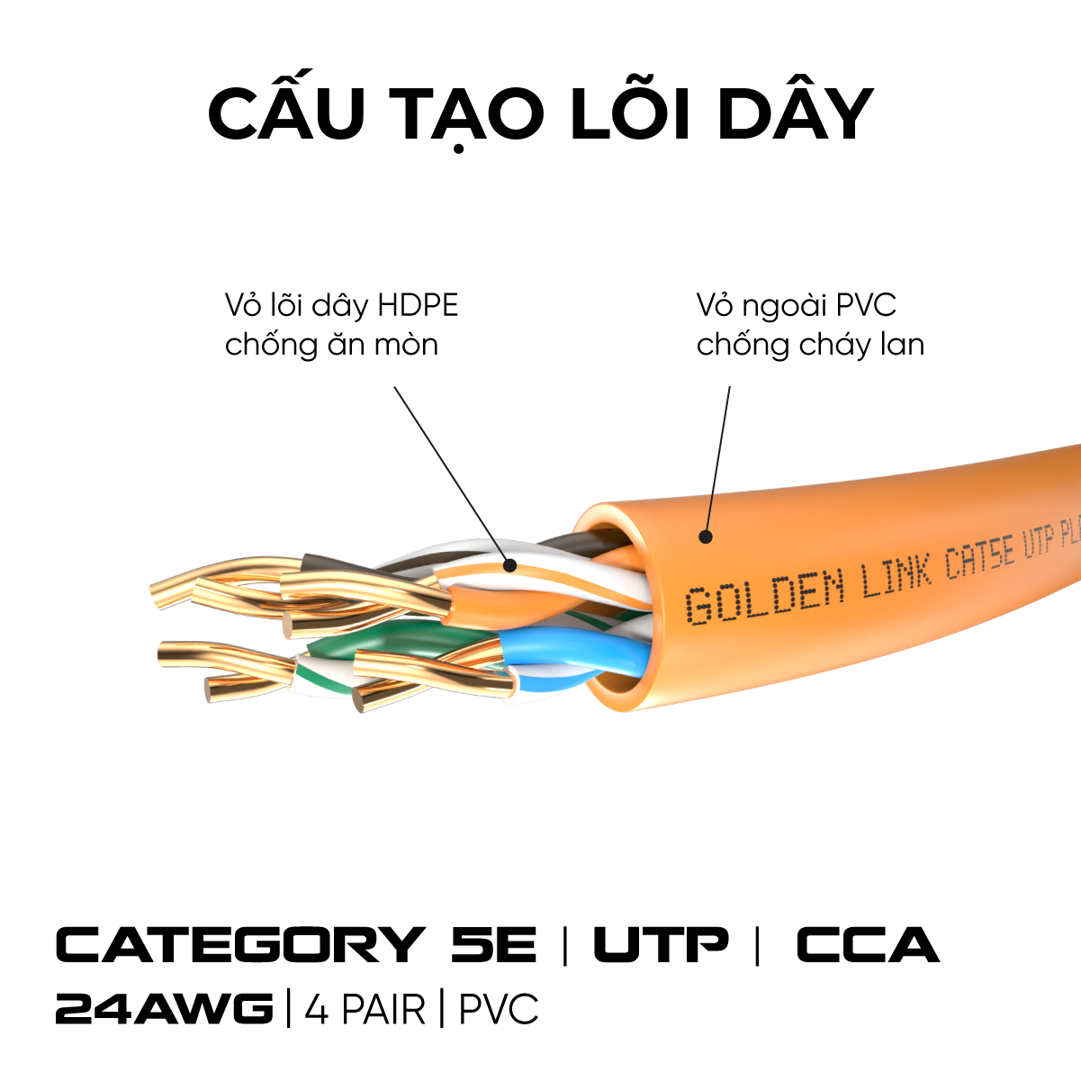 Cable LAN GOLDEN TAIWAN UTP CAT5E 305m Cam