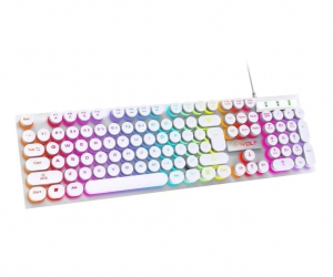 Keyboard T-WOLF T80 Black/White/Pink USB LED (Giả cơ, Phím tròn)