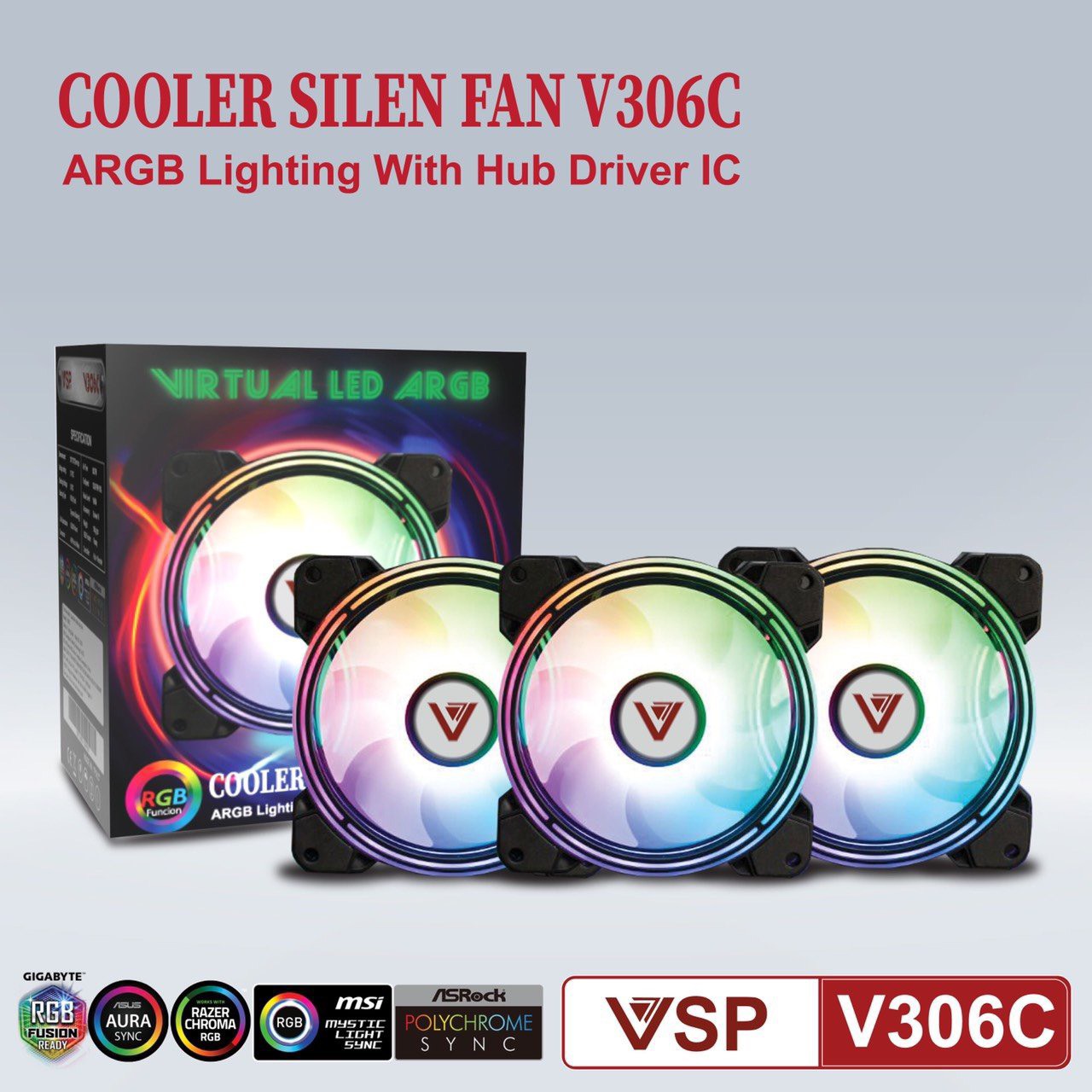 Bộ kit 3 Fan Led RGB + Hub VSP V306C