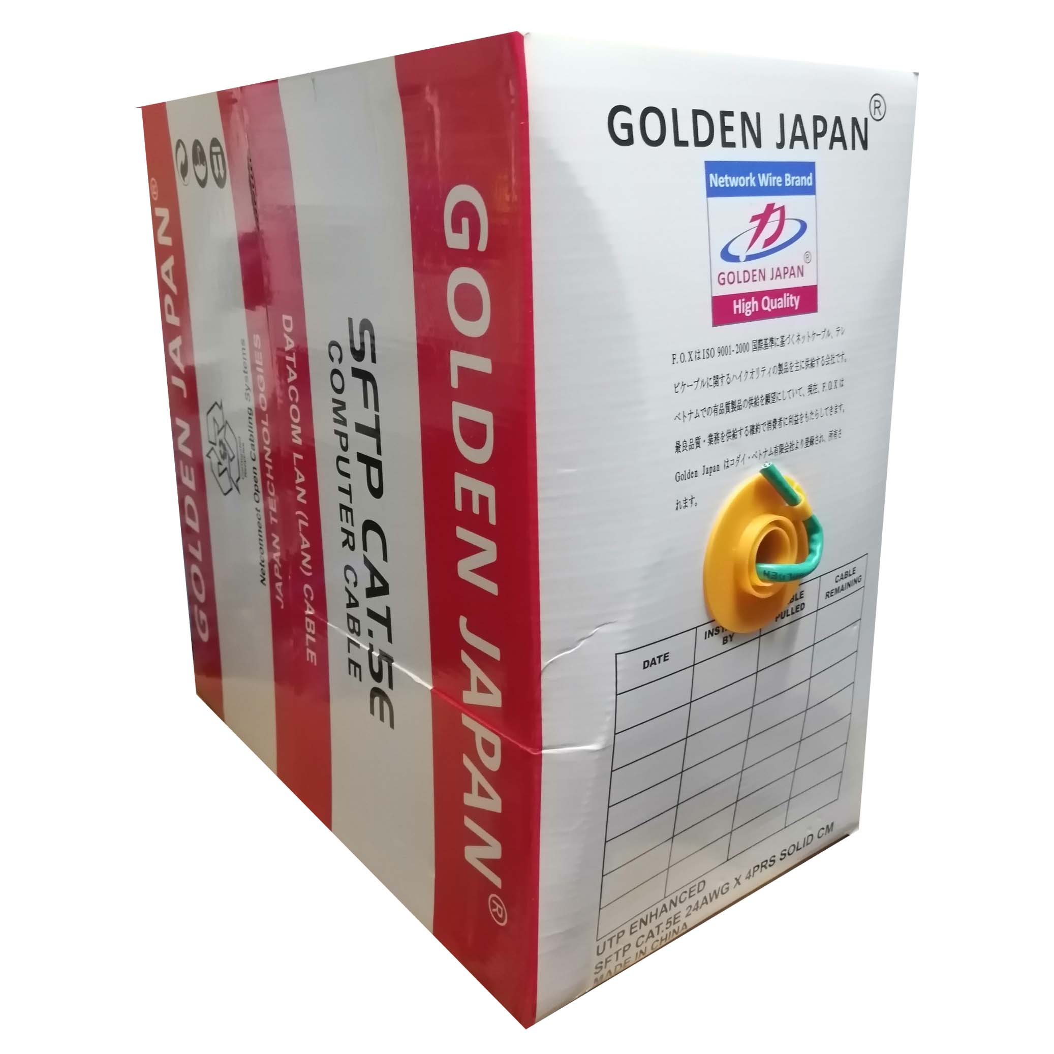 Cable LAN GOLDEN JAPAN SFTP CAT5E 305m Xanh lá