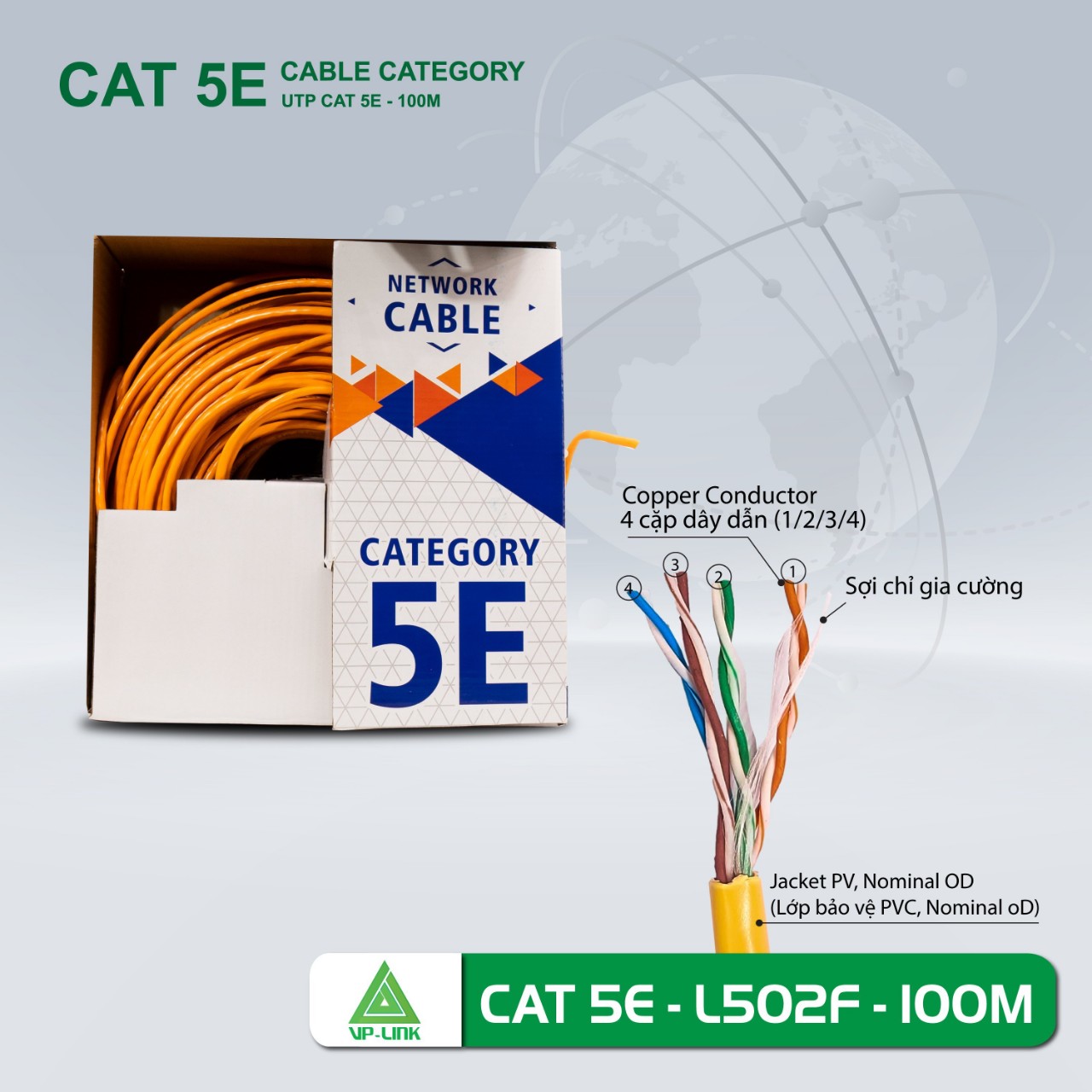 Cable LAN VISION L502F UTP CAT5E 100m Cam