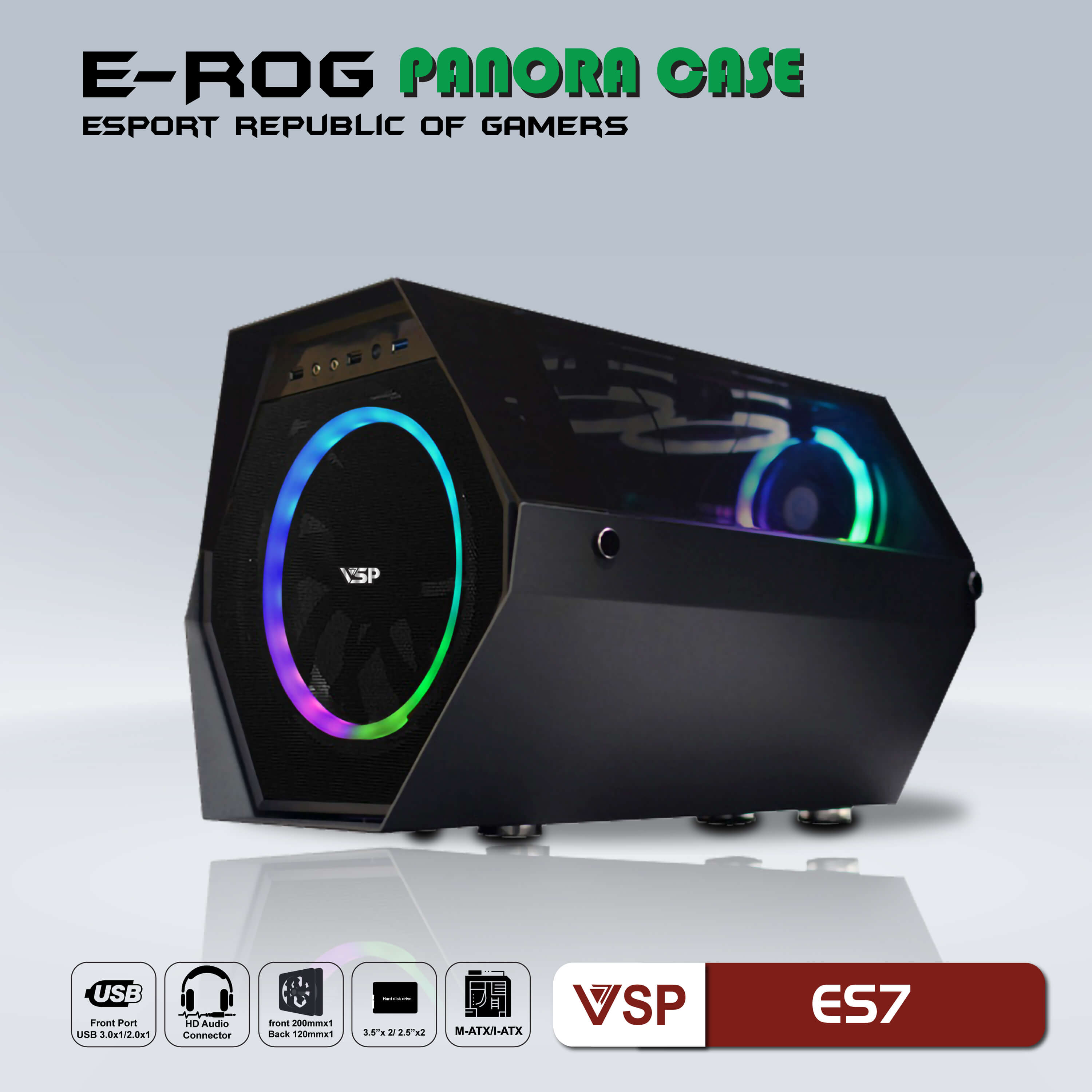 Case VSP E-ROG PANORA ES7 Gaming Black