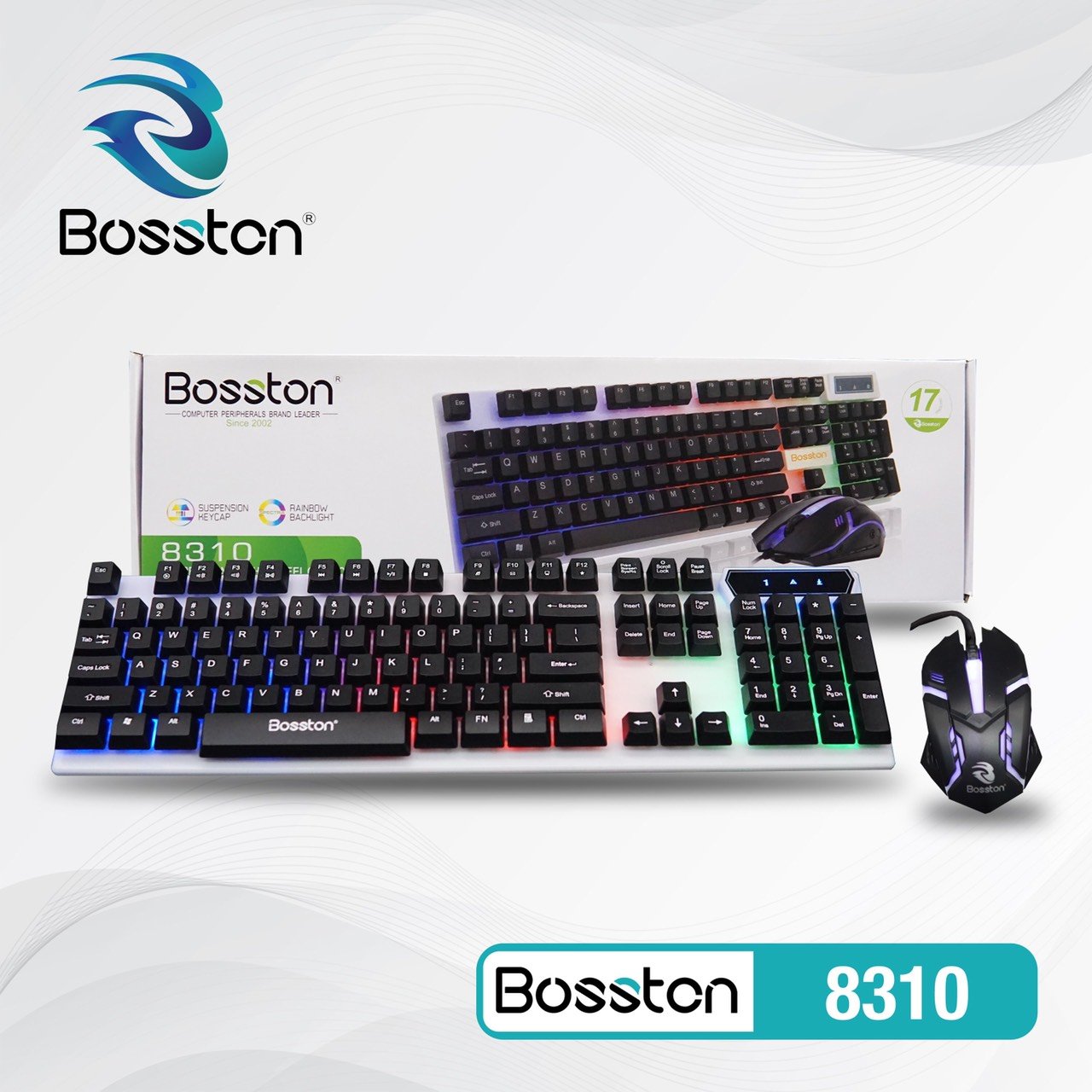 Combo Keyboard + Mouse BOSSTON 8310 Black LED Chính hãng