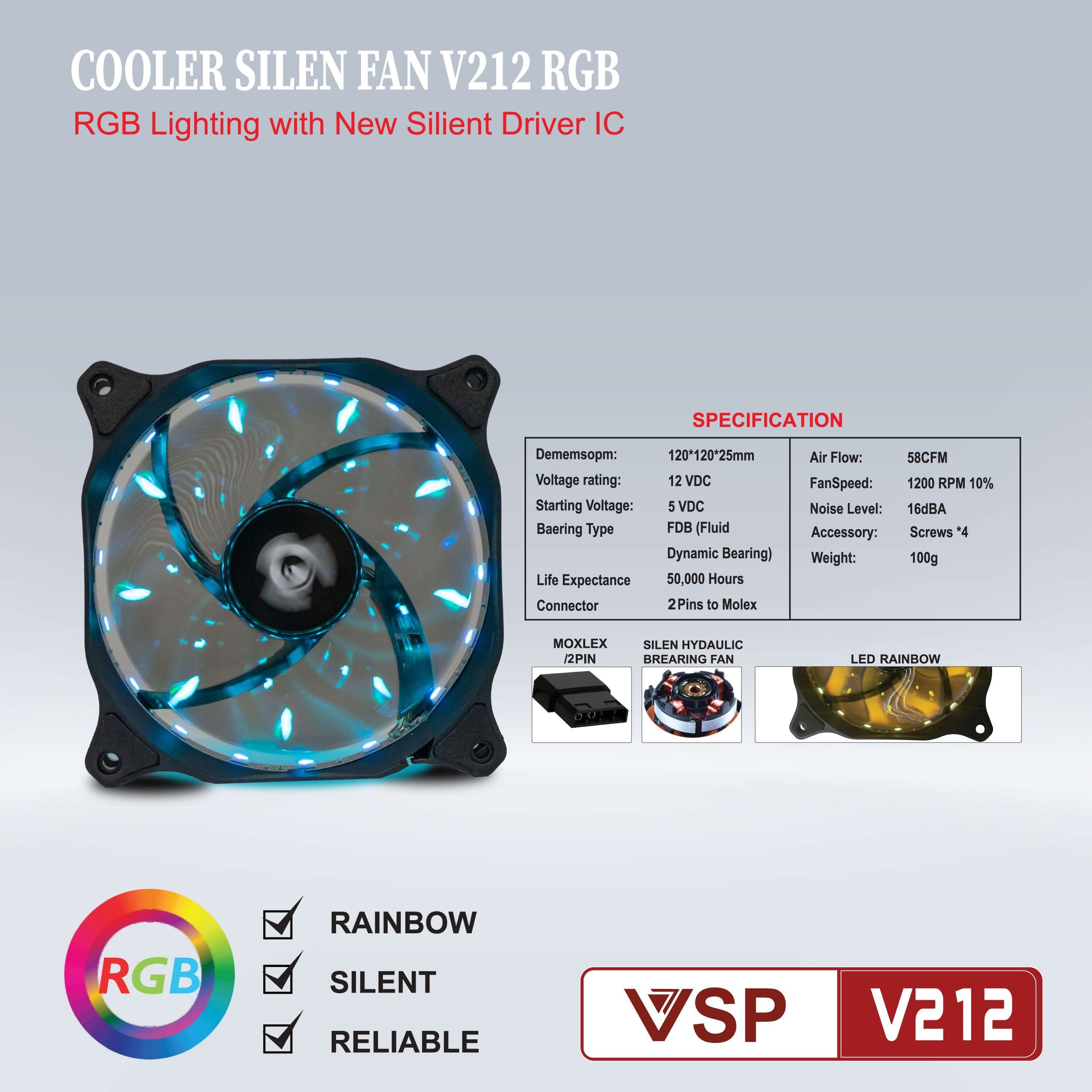 Fan case 12cm VSP V212 Led RGB