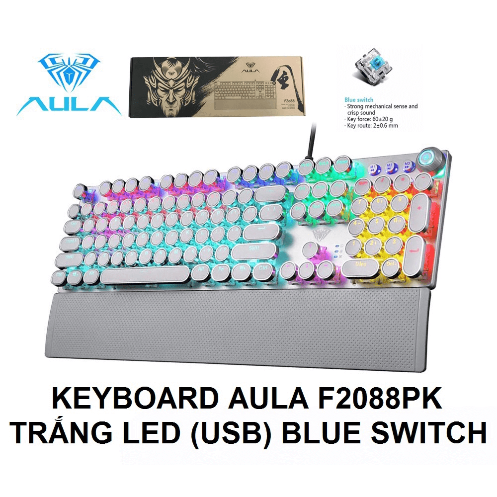 Keyboard AULA F2088PK LED White USB